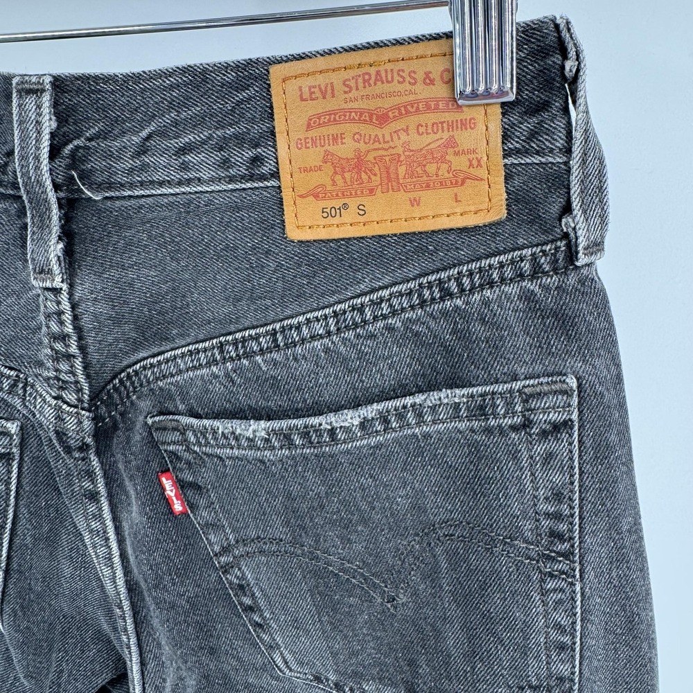 Levis 501S Jeans Womens 24x30 (25x29) Black Button Fly Premium Distressed Denim - Picture 6 of 12